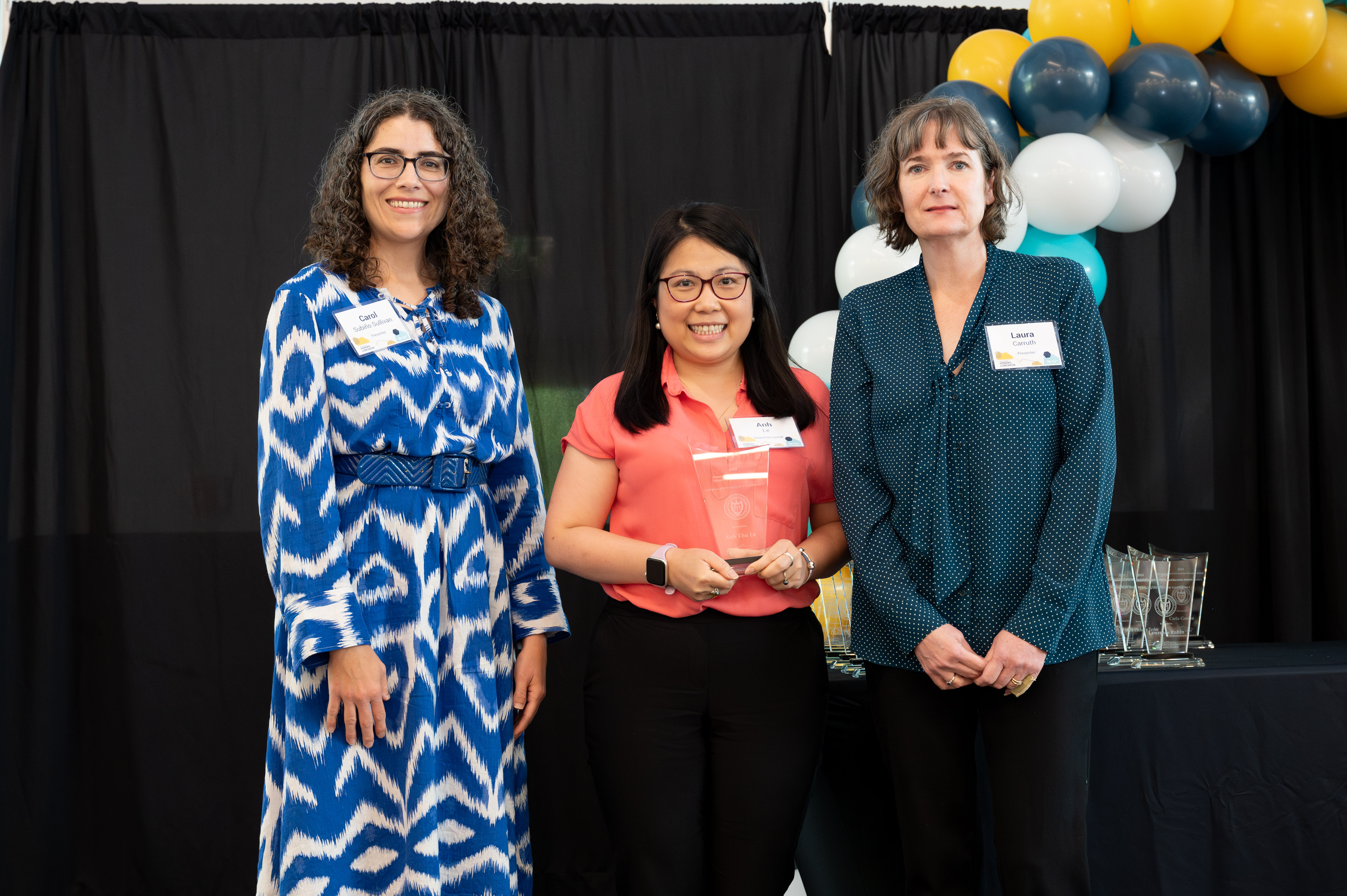 Anh Le receives the Innovation and Excellence in Laboratory Instruction Award at the Faculty and Staff Honors Luncheon 2024